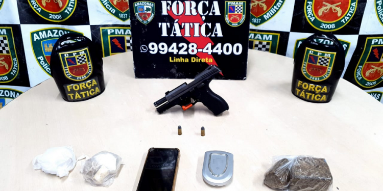 Força Tática prende homem com arma de fogo e entorpecentes